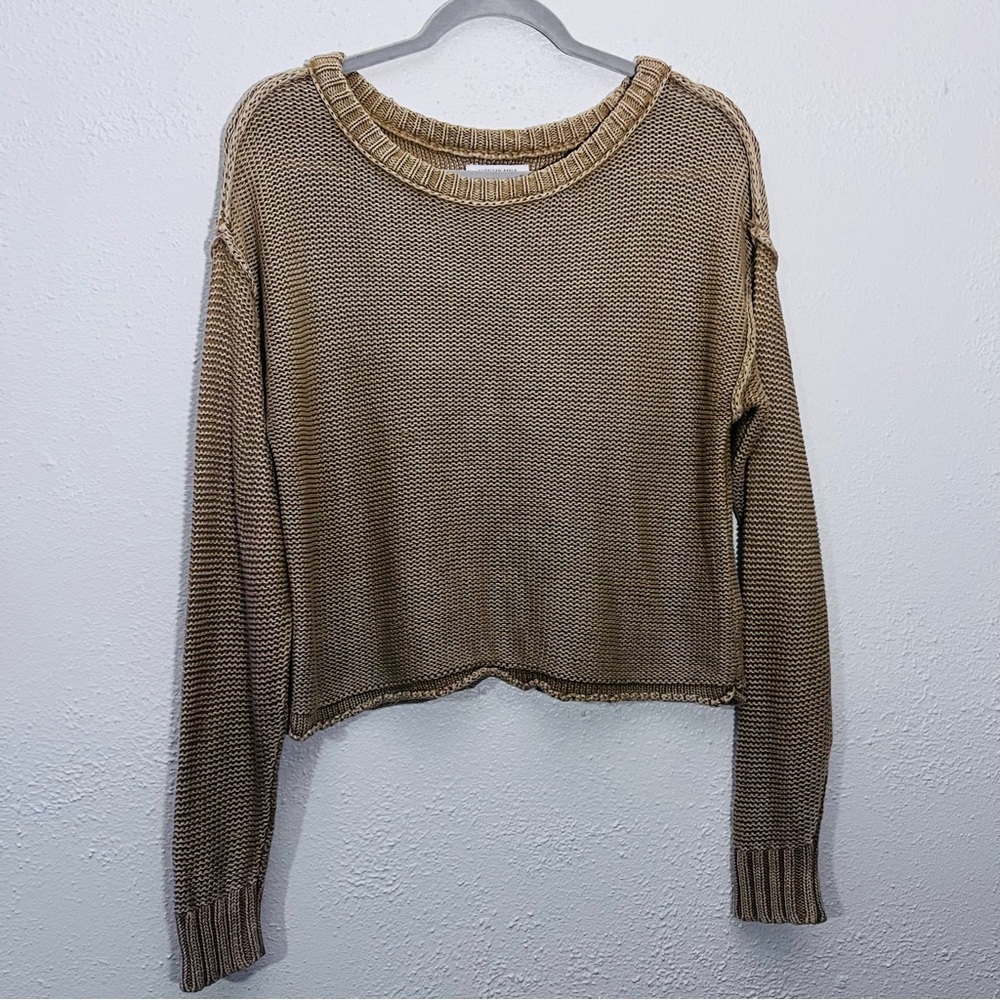 American Eagle Sweater Woman SP Oversized Waffle Knit Texture  Roll Hem Comfy